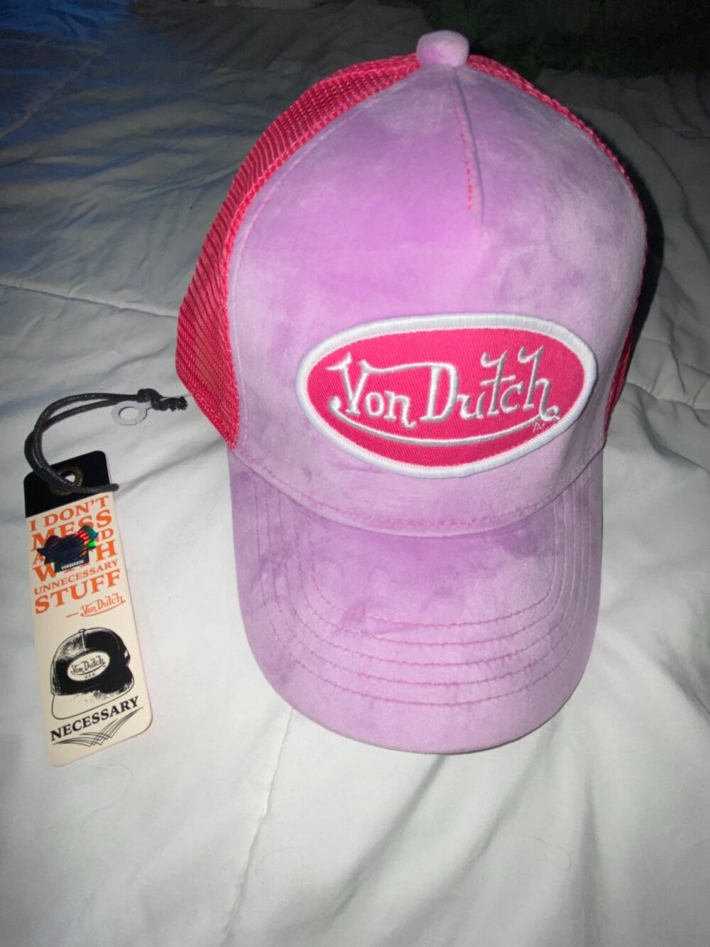 Von Dutch Velvet Pink Trucker SnapBack Hat